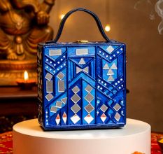 Handcrafted Vegan Leather Azure Lippan Mirror Sling Bag